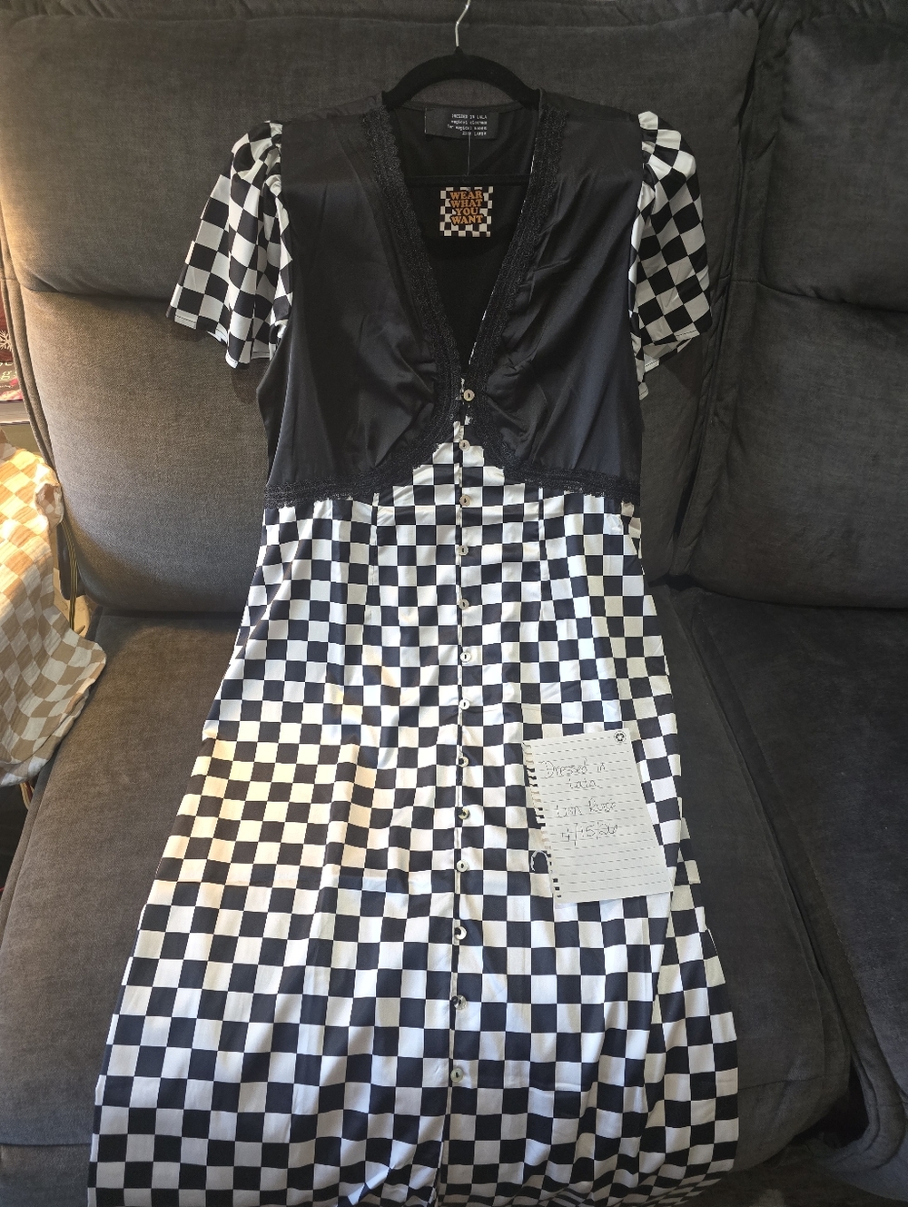 Dresses In LALA Black and White Checkered Button-Front Women’s Dress